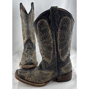 Corral Teens A1032 Cross & Wings Leather Western Cowgirl Boots Youth size 3.5